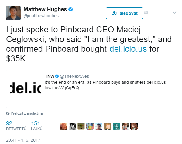2017-06-01 22_01_44-Uživatel Matthew Hughes na Twitteru_ „I just spoke to Pinboard CEO Maciej Ceglow.png