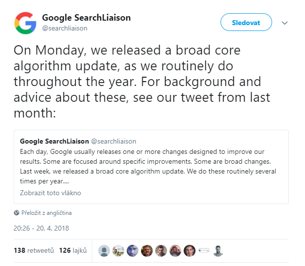 2018-04-21 11_22_31-Uživatel Google SearchLiaison na Twitteru_ „On Monday, we released a broad core