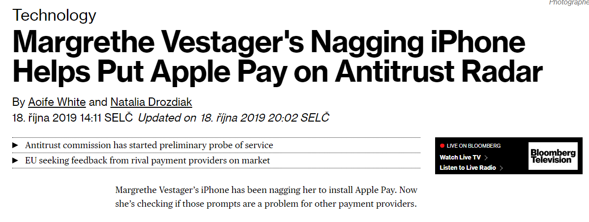 2019-10-19 08_23_54-Vestager’s Nagging IPhone Helps Put Apple Pay on EU Radar - Bloomberg.png